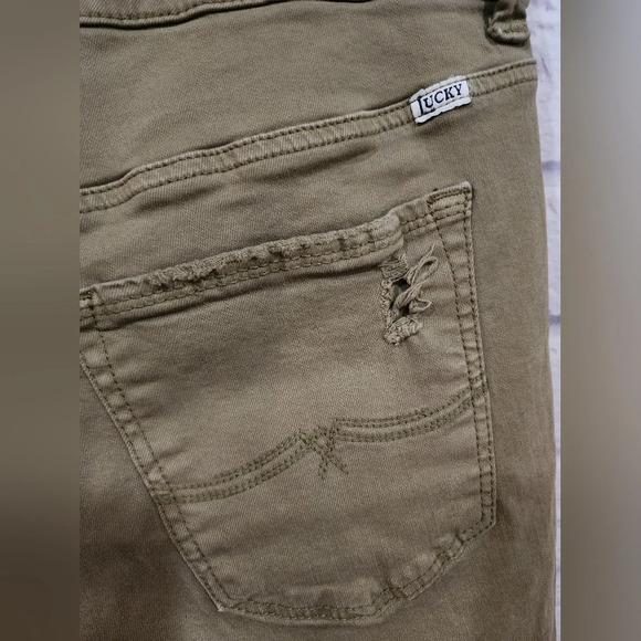 Lucky Brand green shorts with minor distresses details and subtle fray Size 14W - Picture 4 of 7